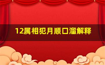 12属相犯月顺口溜解释