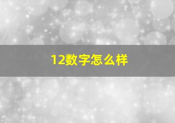 12数字怎么样