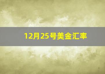 12月25号美金汇率