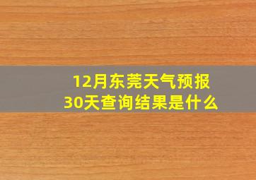 12月东莞天气预报30天查询结果是什么