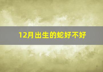 12月出生的蛇好不好