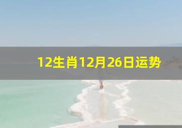 12生肖12月26日运势