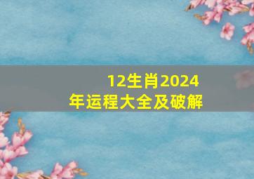 12生肖2024年运程大全及破解