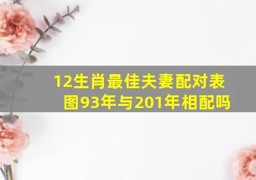 12生肖最佳夫妻配对表图93年与201年相配吗