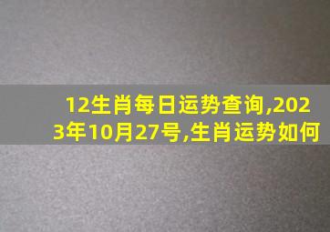 12生肖每日运势查询,2023年10月27号,生肖运势如何