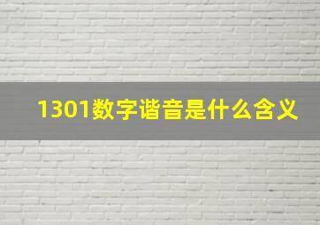 1301数字谐音是什么含义