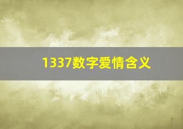 1337数字爱情含义