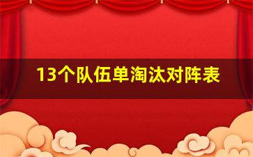 13个队伍单淘汰对阵表