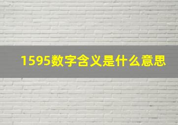 1595数字含义是什么意思