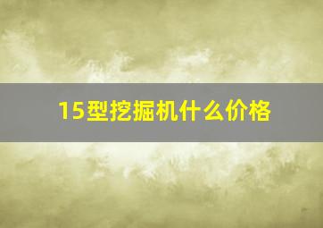 15型挖掘机什么价格