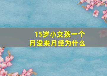 15岁小女孩一个月没来月经为什么