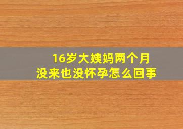 16岁大姨妈两个月没来也没怀孕怎么回事