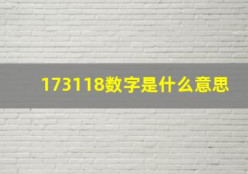 173118数字是什么意思