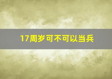 17周岁可不可以当兵