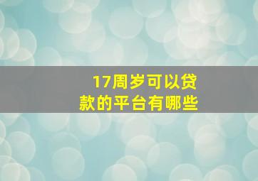 17周岁可以贷款的平台有哪些