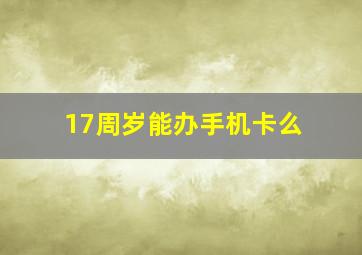 17周岁能办手机卡么