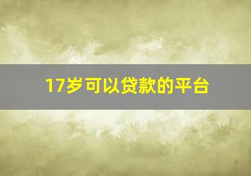 17岁可以贷款的平台