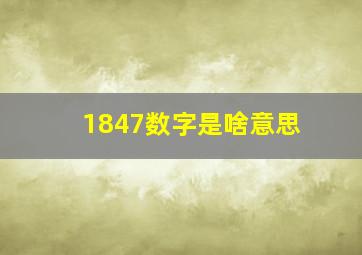 1847数字是啥意思