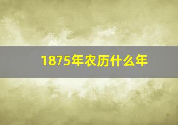 1875年农历什么年