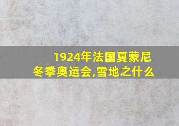 1924年法国夏蒙尼冬季奥运会,雪地之什么