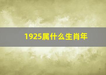 1925属什么生肖年