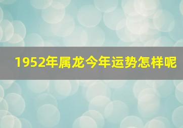 1952年属龙今年运势怎样呢