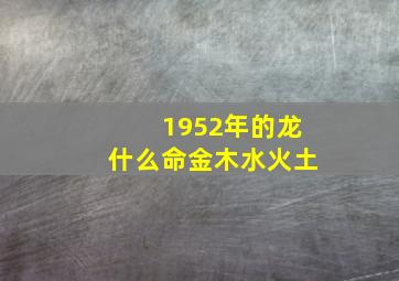 1952年的龙什么命金木水火土