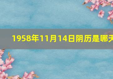 1958年11月14日阴历是哪天