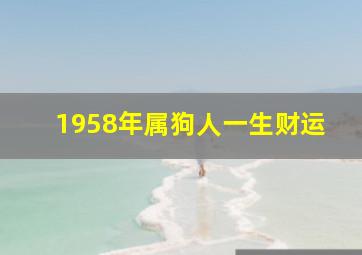 1958年属狗人一生财运