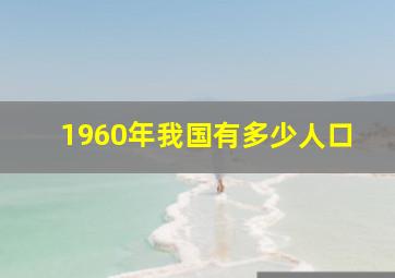 1960年我国有多少人口