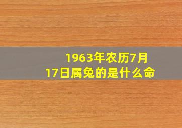 1963年农历7月17日属兔的是什么命