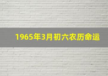 1965年3月初六农历命运