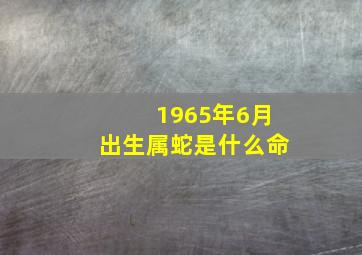 1965年6月出生属蛇是什么命