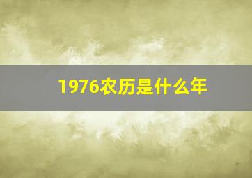 1976农历是什么年