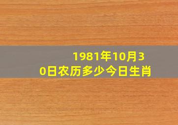 1981年10月30日农历多少今日生肖