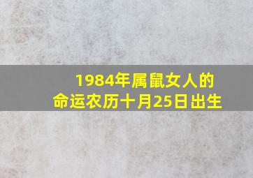 1984年属鼠女人的命运农历十月25日出生