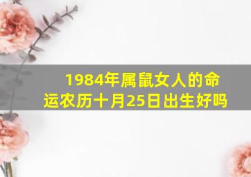 1984年属鼠女人的命运农历十月25日出生好吗