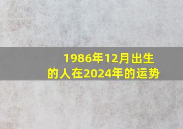 1986年12月出生的人在2024年的运势