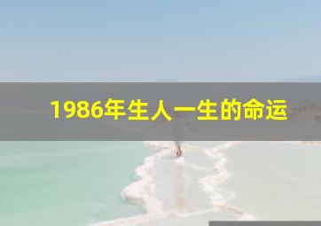 1986年生人一生的命运