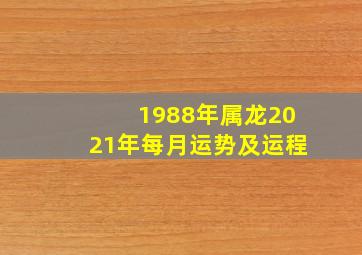 1988年属龙2021年每月运势及运程