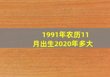 1991年农历11月出生2020年多大