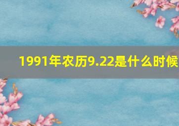 1991年农历9.22是什么时候