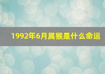 1992年6月属猴是什么命运