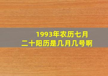 1993年农历七月二十阳历是几月几号啊