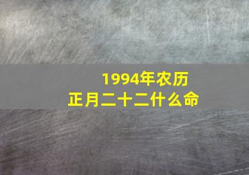 1994年农历正月二十二什么命