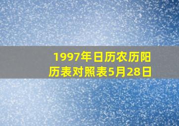 1997年日历农历阳历表对照表5月28日