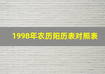 1998年农历阳历表对照表