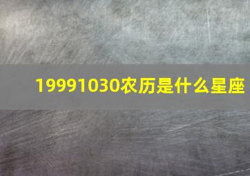 19991030农历是什么星座