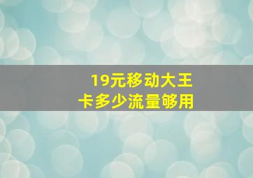 19元移动大王卡多少流量够用