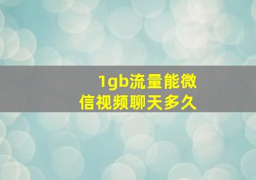 1gb流量能微信视频聊天多久